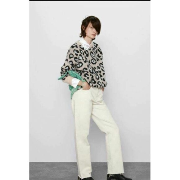 Zara Leopard Oversized Slouch Sweater Crewneck - Picture 13 of 14